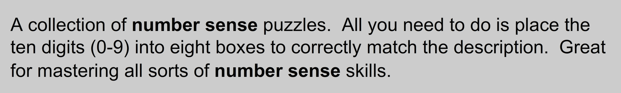 Number Sense Puzzles